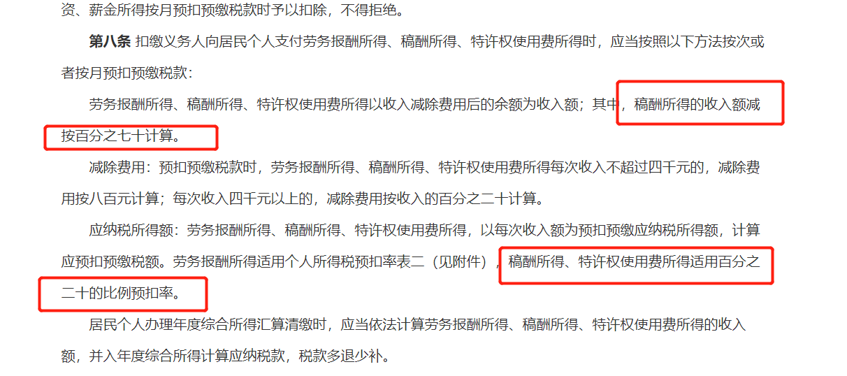 個(gè)人所得稅,政策文件,稿酬